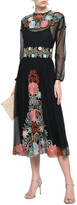 Thumbnail for your product : RED Valentino Embroidered Point D'esprit Midi Dress