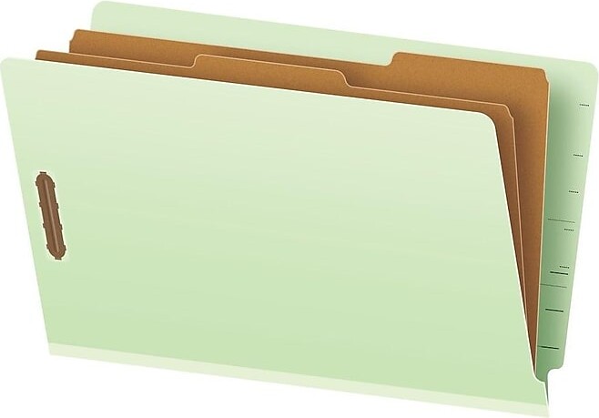 Pendaflex® 30% Recycled Pressboard Classification Folder, 2-Divider, 2.5" Expansion, Legal, Light Green, 10/Box (23324R)
