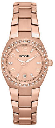 Fossil Womens Rose Gold Tone Stainless Steel Bracelet