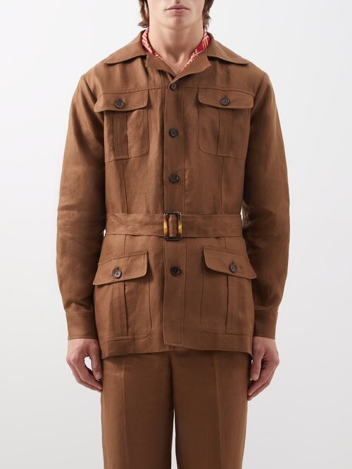 Safari Jacket Herno Linen Jacket 73 London Belted Linen Safari