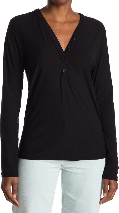James Perse Long Sleeve Slub Jersey Henley