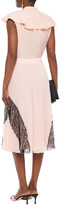 Thumbnail for your product : Boutique Moschino Lace-paneled Pleated Georgette Midi Skirt