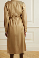 Thumbnail for your product : Theory Gathered Satin-twill Shirt Dress - Brown