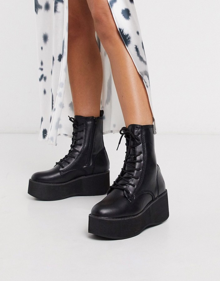 truffle collection chunky lace up ankle boots