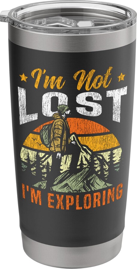 Hiking Meme Pun Quote Saying Wanderlust ML0 Hiker Hiking Retro Vintage I'm Not Lost I'm Exploring Stainless Steel Insulated Tumbler