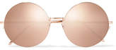 Linda Farrow - Oversized Round-frame Rose Gold-tone Mirrored Sunglasses - Metallic