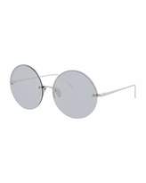 Thumbnail for your product : Linda Farrow Rimless Round Mirrored Sunglasses, White Gold