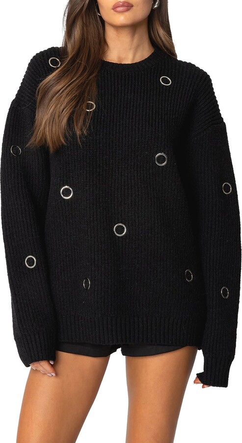 EDIKTED Ellia Grommet Oversize Sweater