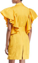 Thumbnail for your product : Johanna Ortiz Tulip Evolution Ruffled-Shoulder Belted Stretch Poplin Wrap Dress