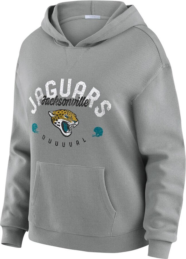 Wear by Erin Andrews Women's 2-Piece Gray Jacksonville Jaguars Waffle-Knit Long-Sleeve Hoodie and Lounge Pant Set