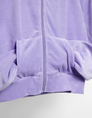 Weekday Juno co-ord velour hoodie in purple