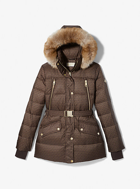 MICHAEL Michael Kors MK Faux Fur Trim Belted Puffer Jacket - Chocolate - Michael  Kors - ShopStyle