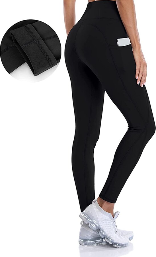 Charmo Thermal Fleece Lined Leggings Women High Waisted Winter Yoga Pants  with Pockets Black XXL - ShopStyle Trousers