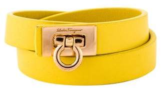 Ferragamo Gancini Leather Double Wrap Bracelet