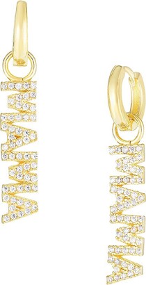 Chloe & Madison 14K Gold Vermeil & Cubic Zironia Mama Charm Huggie Earrings