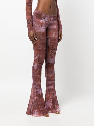 Jean Paul Gaultier X KNWLS Brown Printed Flared Leggings - ShopStyle