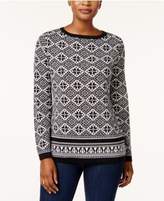 Thumbnail for your product : Karen Scott Cotton Printed Sweater, Created for Macy's