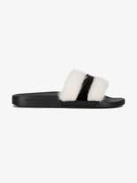 Givenchy black and white stripe fur slides