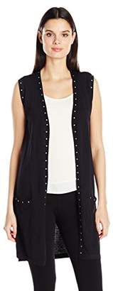 Colourworks Colour Works Women's Vest with Stud Trim and High Side Slits
