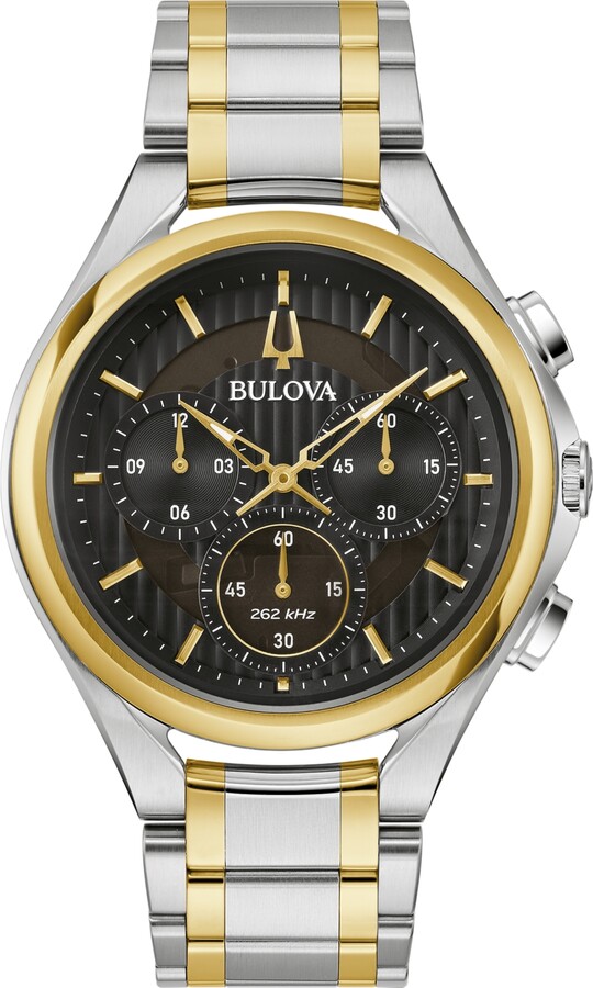 Bulova Men's Chronograph Curv Two-Tone Stainless Steel Bracelet Watch 44mm
