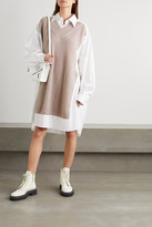 Thumbnail for your product : Maison Margiela Ribbed Wool And Cotton-poplin Shirt Dress