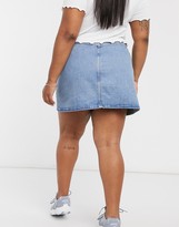 Thumbnail for your product : ASOS DESIGN Curve denim button through skirt in blue