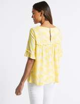 Thumbnail for your product : Marks and Spencer Palm Print Round Neck 3/4 Sleeve Blouse