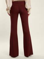 Thumbnail for your product : Chloé Mid Rise Flared Cady Trousers - Womens - Burgundy