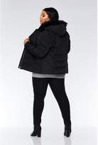 Thumbnail for your product : Quiz Curve Black Padded Faux Fur Hood Jacket