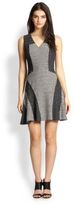 Thumbnail for your product : Derek Lam 10 Crosby Knit Tweed Paneled Fit-&-Flare Dress