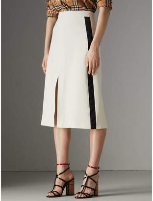 Burberry Stripe Wool Silk A-line Skirt