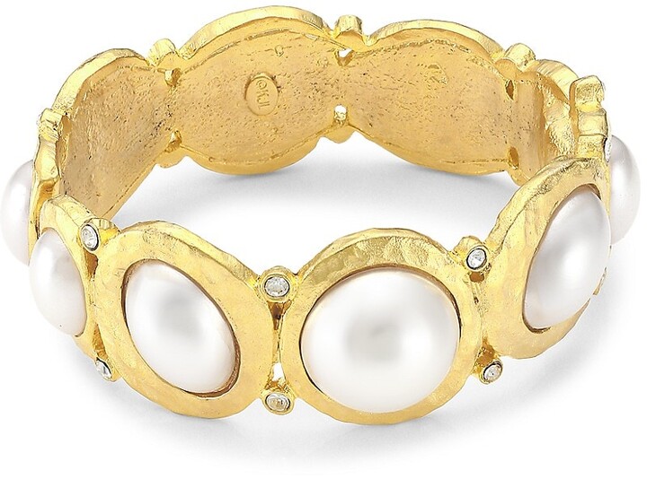 LUREME Bohemian Cubic Beads Pearl Multi Strand Textured Stackable Bangle Bracelet Set bl003053 