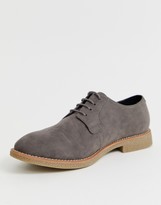 Thumbnail for your product : ASOS DESIGN DESIGN Wide Fit lace up shoes in grey faux suede with faux crepe sole
