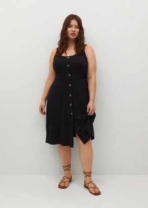 MANGO Violeta BY Button knit dress black - 12 - Plus sizes -