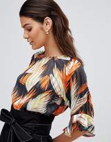 Thumbnail for your product : Y.A.S leaf print blouse with sleeve detail