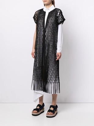Issey Miyake Long Cut-Out Pleated Jacket