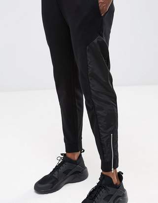 ASOS Skinny Joggers With Cut & Sew & Zips