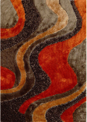 Orren Ellis Karleah Abstract Shag Black/Gray/Red Indoor / Outdoor Area Rug