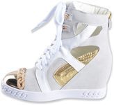 Thumbnail for your product : White Suede Wedge Trainers With Metal Toe