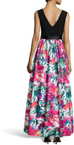 Thumbnail for your product : Aidan Mattox Knit-Top Printed-Skirt Ball Gown