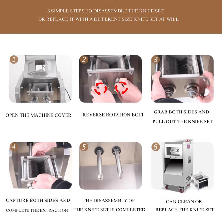 ACE HEART Commercial Meat Slicer Stainless Steel Electric High-Power Fresh Meat Cutting Machine Knife Set is Easy To Disassemble