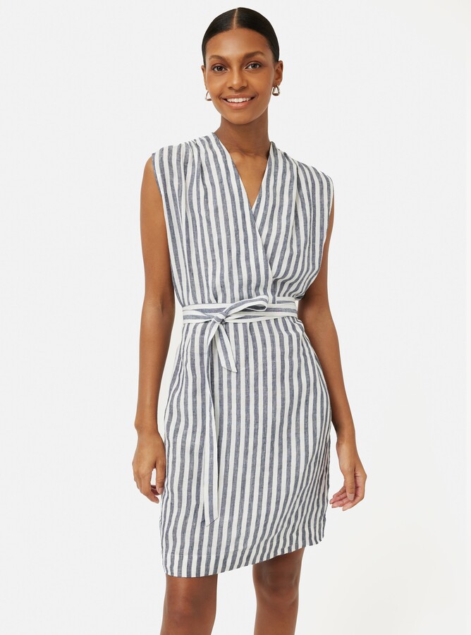 JigsawJigsaw Linen Stripe Wrap Dress ShopStyle