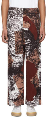 Issey Miyake Homme Plisse Red Pleated Print Trousers