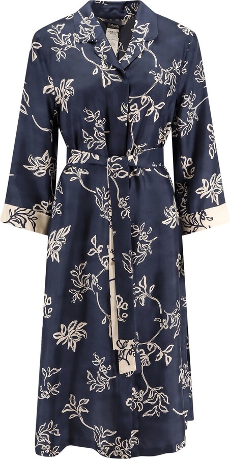 S Max Mara Timeo Kaftan Silk Dress With Floral Print