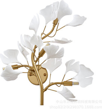East Urban Home Ginkgo Leaf Minimalist Wall Lamp - Nordic Style Living Room Bedroom and Hallway Light