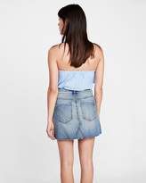 Thumbnail for your product : Express Mid Rise Stone Embellished A-Line Denim Skirt