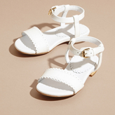 Thumbnail for your product : Burberry Scallop Trim Leather Sandals
