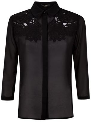 Ted Baker Nelley Sheer Embroidered Lace Shirt