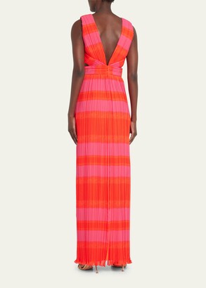 Brandon Maxwell Pleated Cross-Front Evening Gown