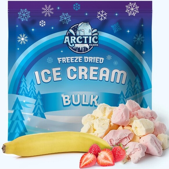 Arctic Farms Freeze Dried Ice Cream That Does Not Melt (Bits) (Strawberry Banana Mix) ()
